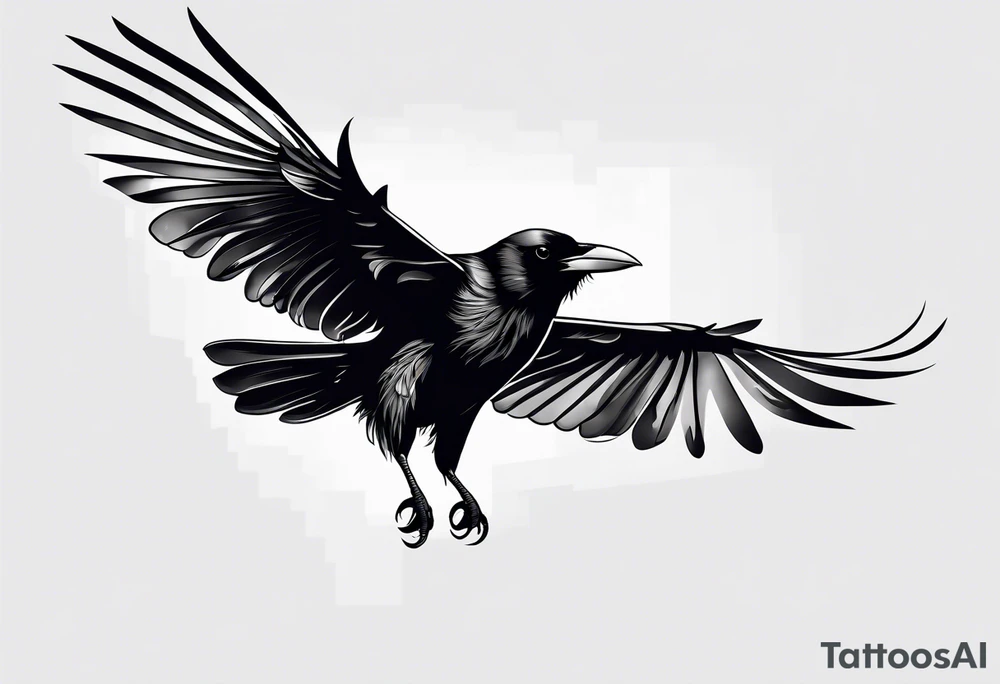 silhouette of a flying crow tattoo idea