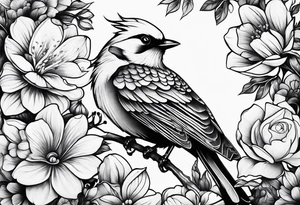 Bird and flowers tattoo idea