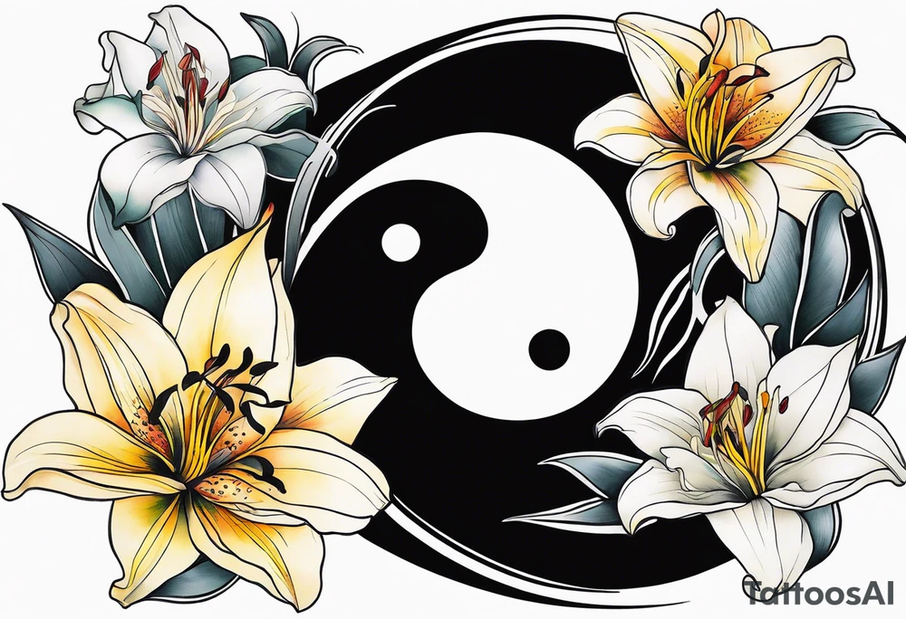 Yin Yang incorporated 
Lilies tattoo idea