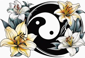 Yin Yang incorporated 
Lilies tattoo idea