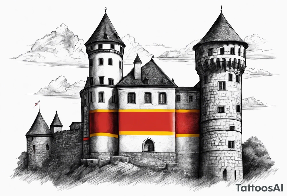 deutschlandfahne in farbe heimatliebe burg tattoo idea