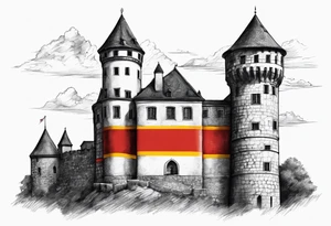 deutschlandfahne in farbe heimatliebe burg tattoo idea