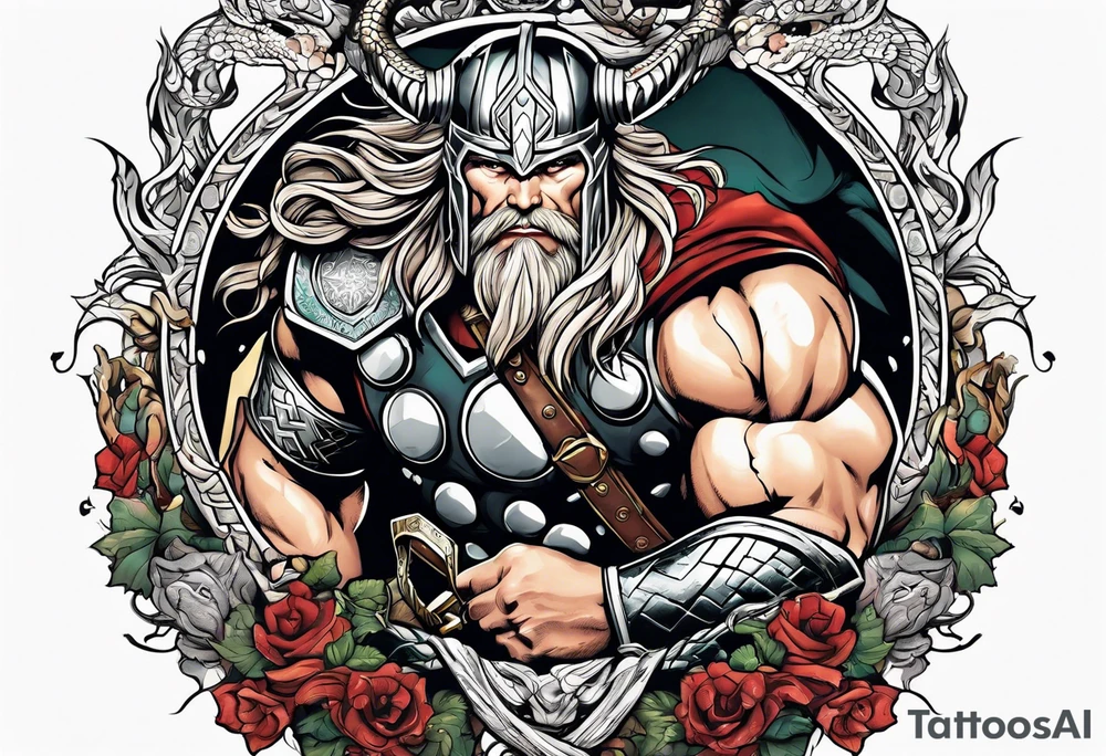 Thor getting eaten by the world serpent tattoo idea