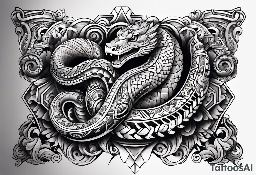 aztec snake sleeve tattoo idea