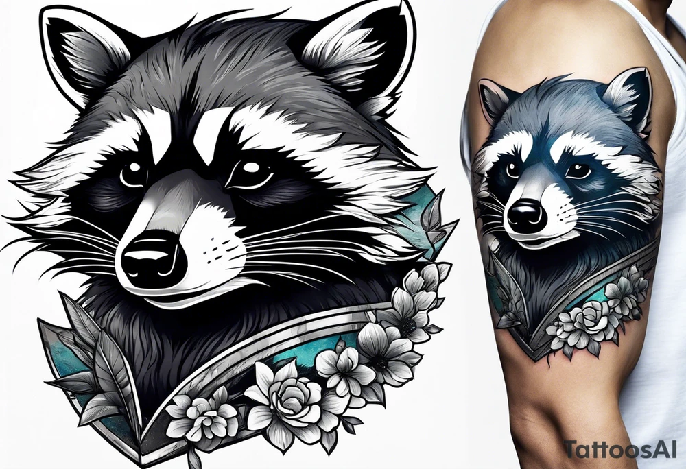 raccoon on shoulder tattoo idea
