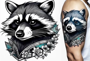 raccoon on shoulder tattoo idea