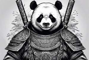 panda samurai, full panda body tattoo idea