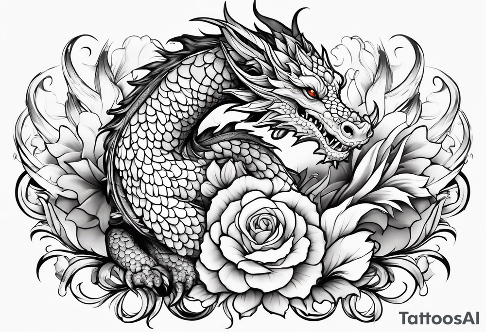 flower, cross, cute dragon tattoo idea