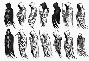 side view, hooded reaper upper body, no skull tattoo idea