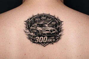 Alfa romeo 156 gta 
 cager 300 kmh tatto for leg tattoo idea
