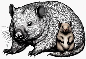 Wombat with a Platypus, an Echidna & a Sugar Glider tattoo idea
