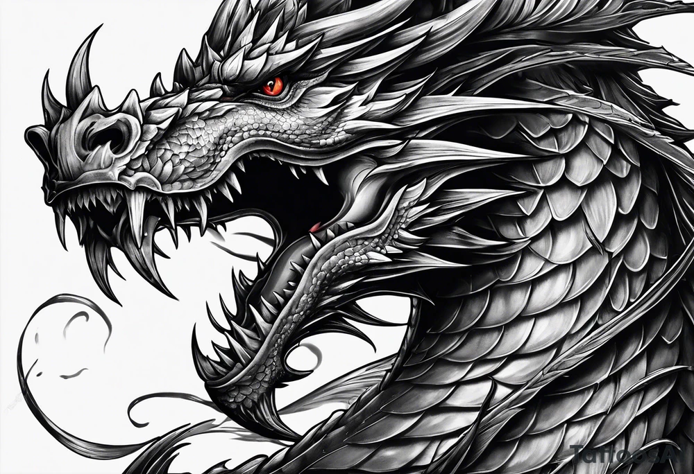 Ein Drache schlängelt sich auf dem ganzen Bein nach unten tattoo idea