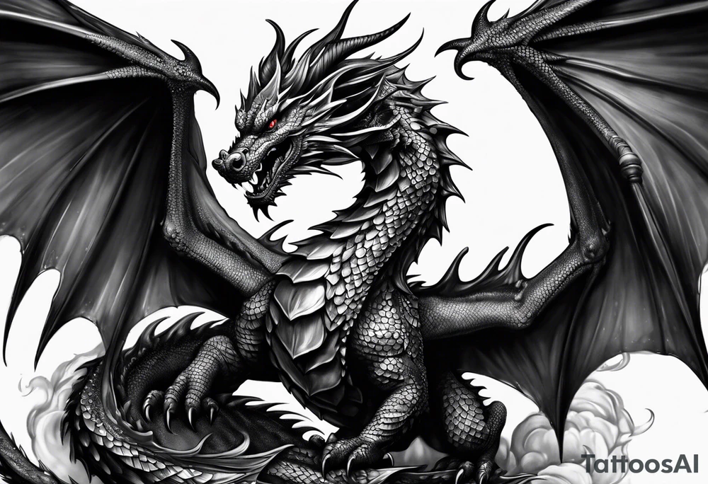 Dark dragon time tattoo idea