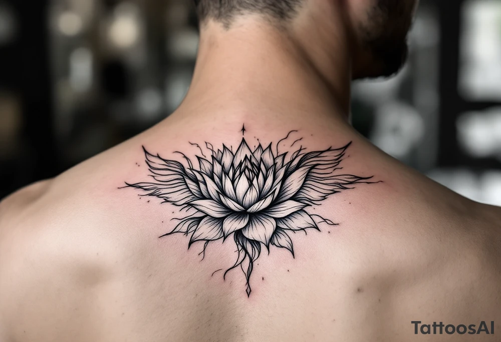 Fine lines small minimalist tattoo combo of phenix and lotus tattoo idea