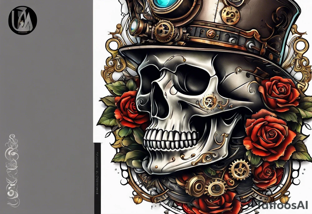 Steampunk skull tattoo idea