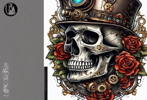 Steampunk skull tattoo idea