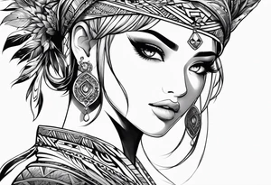 neo-tribal anime girl tattoo idea