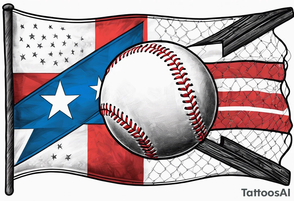 Puerto rico flag and baseball with jersey #2 tattoo idea