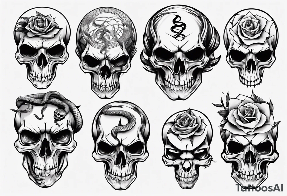 snake with skull tattoo idea
