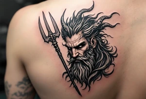 poseidon with trident tattoo idea