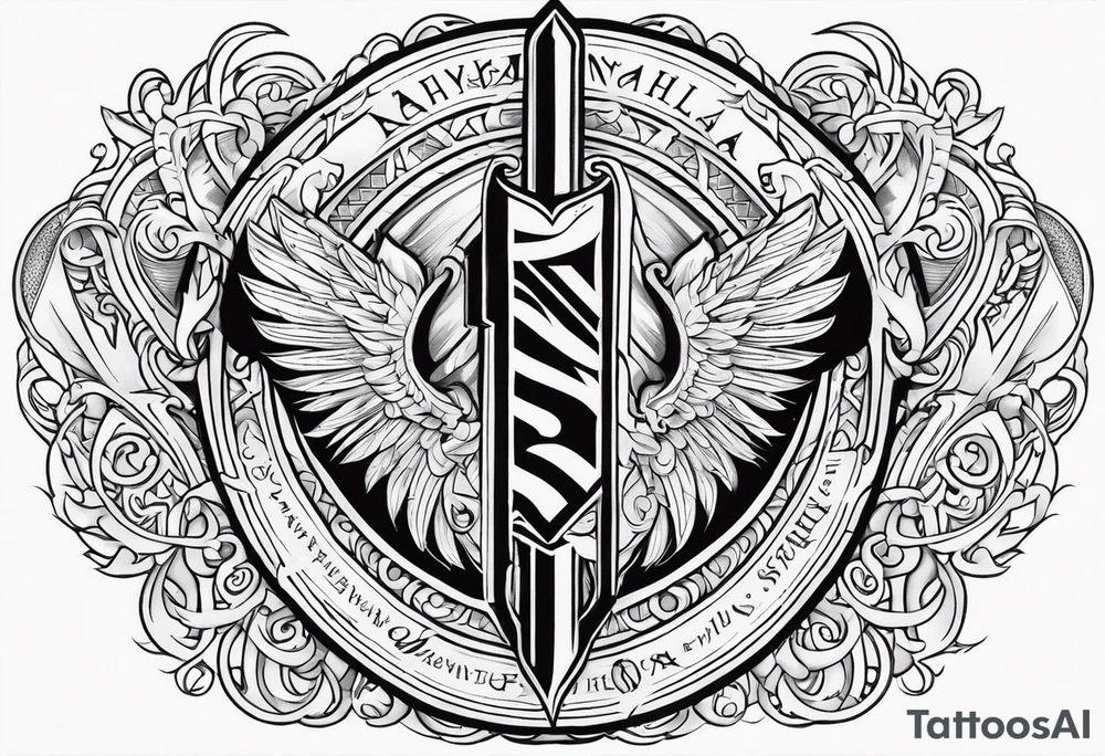 Valhalla sword shield heaven tattoo idea