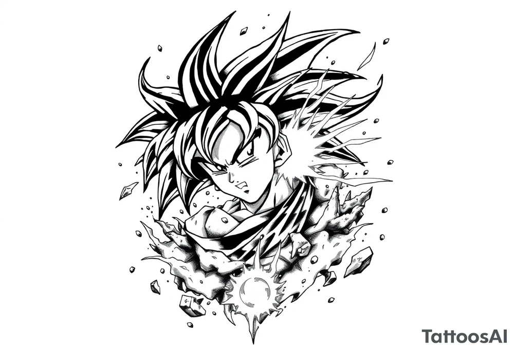 legendary dragonball z scene with energy aura and power effects tattoo idea