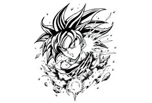 legendary dragonball z scene with energy aura and power effects tattoo idea