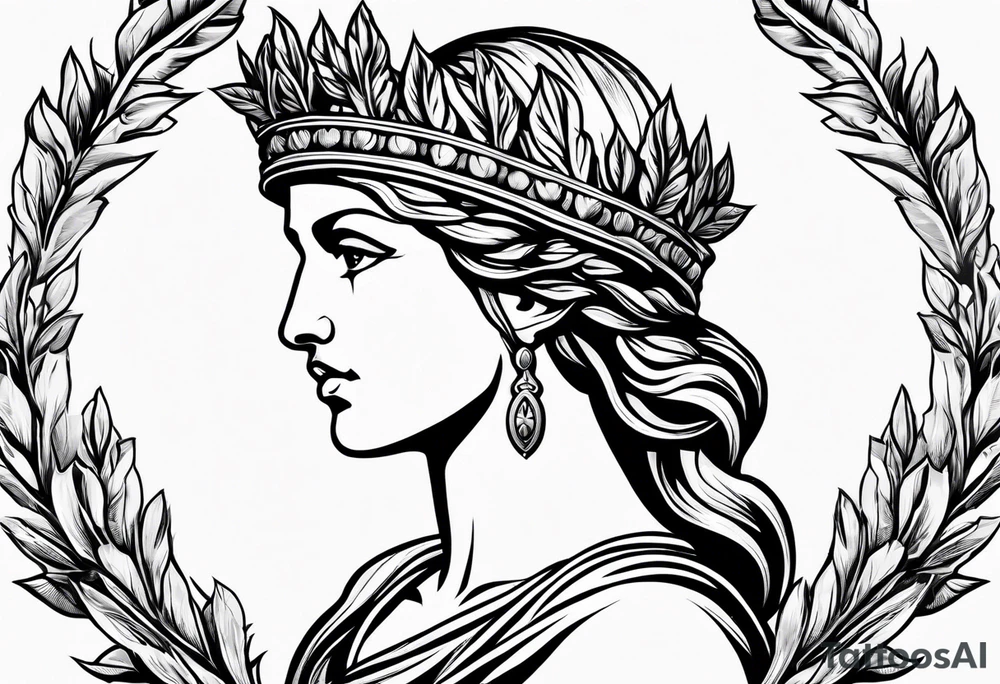 Athena with a laurel wreath around him tattoo idea
