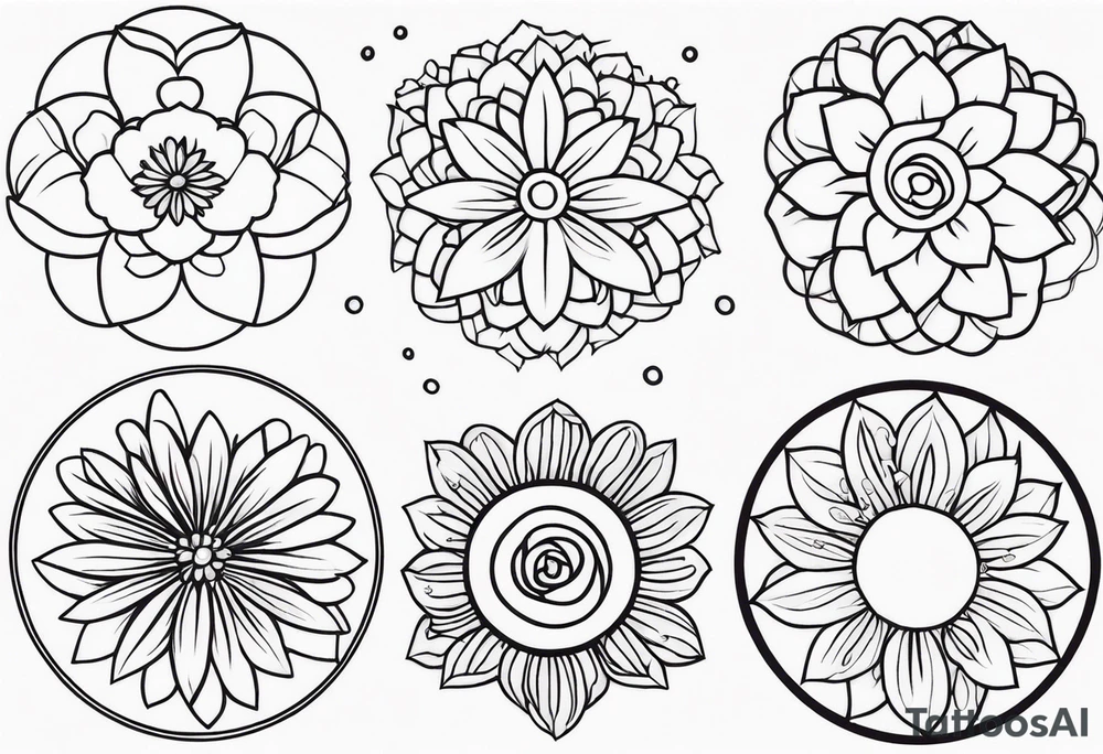 ornaments of flowers tattoo idea