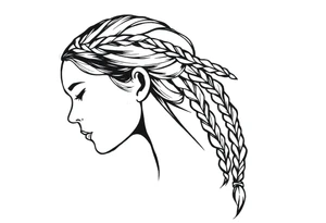 Female Native American dark braided hair tattoo idea