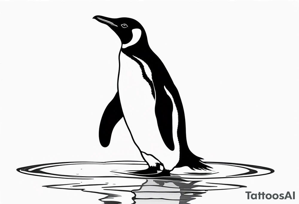 penguin standing on ice in the water. tattoo idea