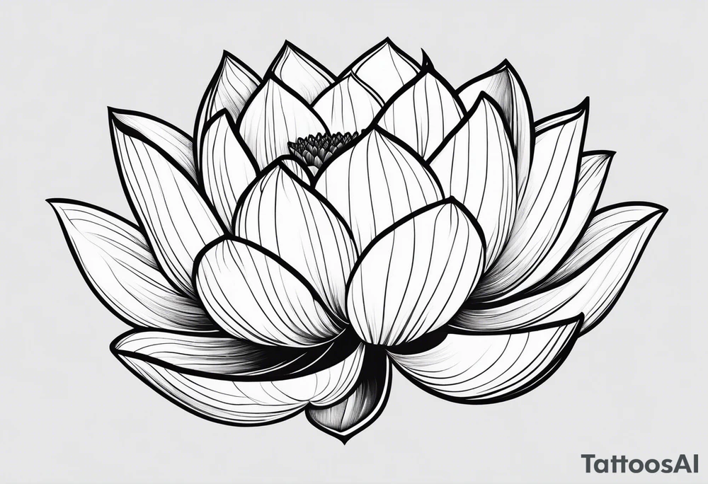 lotus flower with thin lines tattoo idea