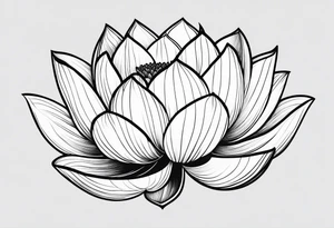 lotus flower with thin lines tattoo idea
