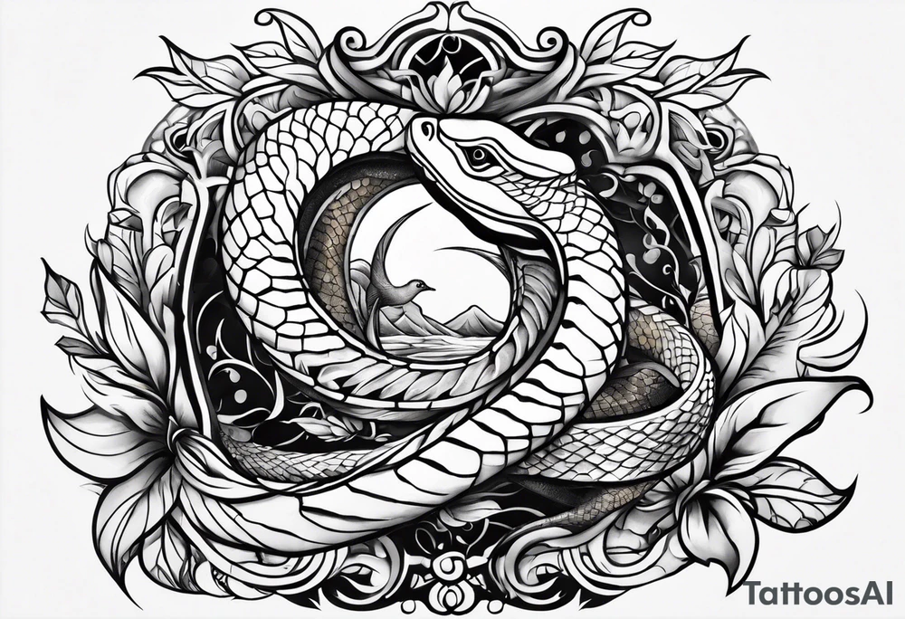 A Snake and a dove simple arm tattoo tattoo idea