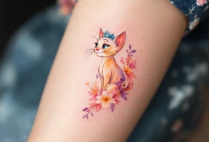 A delicate pastel tattoo of Marie from The Aristocats adds a touch of feline elegance with girly Disney vibes. tattoo idea