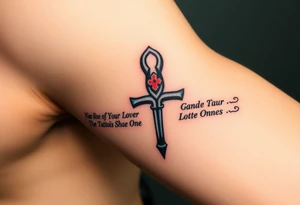 An Ankh with the Names of Your Loved Ones Written Along It(only red , blue and black are possible colors) tattoo idea