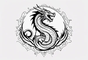 Dragón with the sun tattoo idea