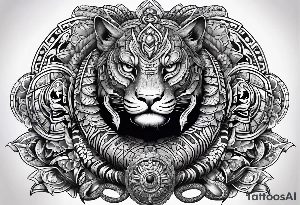 aztec snake sleeve tattoo idea