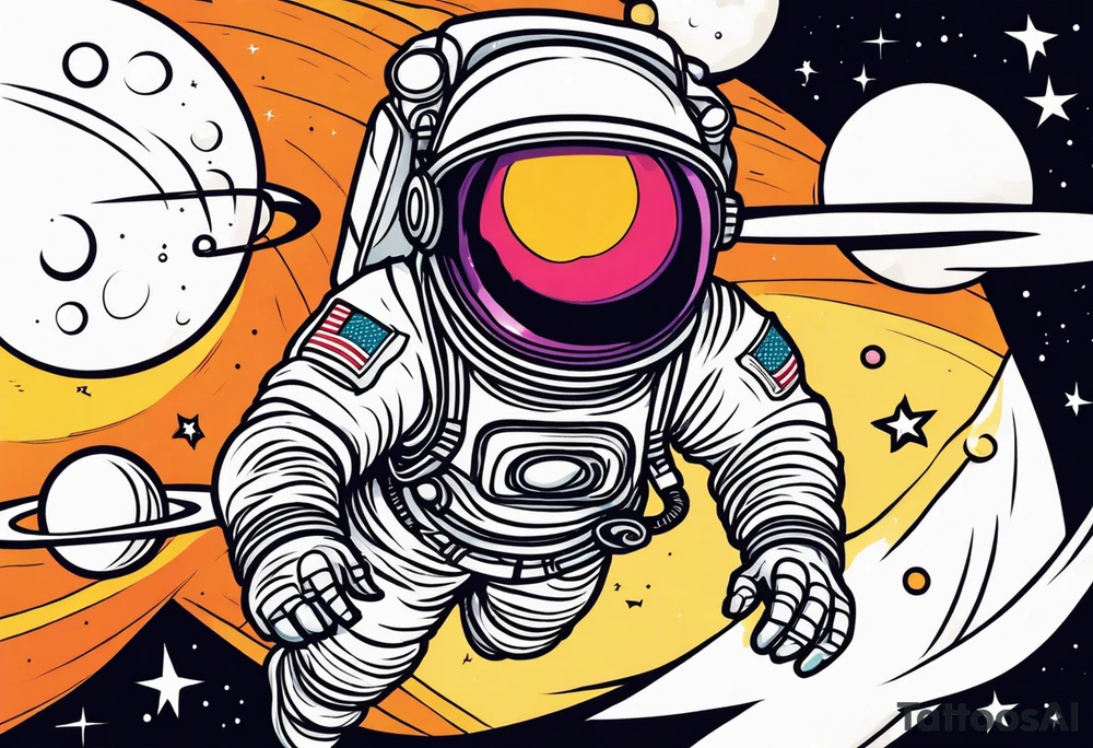 A astronaut a black hole tattoo idea
