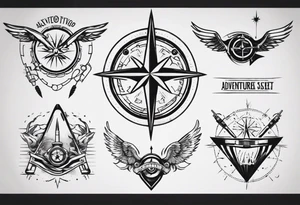 skydiving, shooting guns, compass, adventure tattoo idea