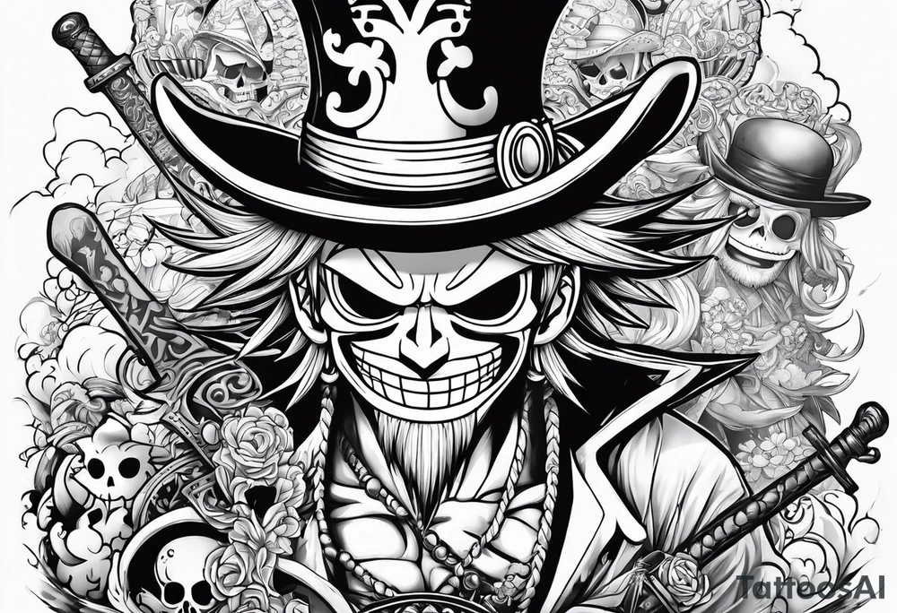 One Piece Shirohige and StrawHats flag tattoo idea