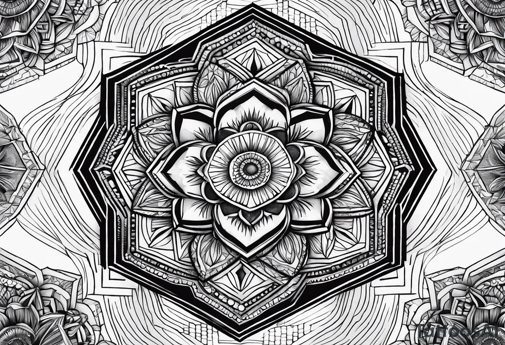 Mandala honeycomb hexagon tattoo idea