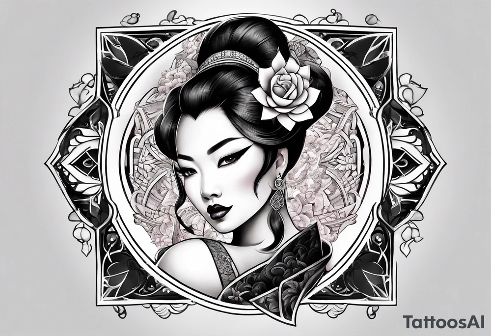 Asian Queen Of Spades tattoo sleeve tattoo idea