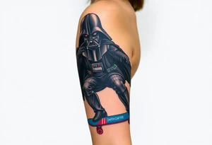 Darth Vader skateboarding >
blue & red
skateboard say "Darth Carter"
12/29/88-01/06/24 tattoo idea