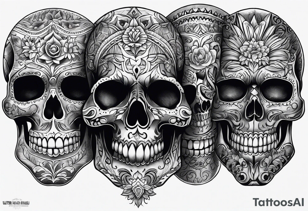 realistic mexican skulls tattoo idea