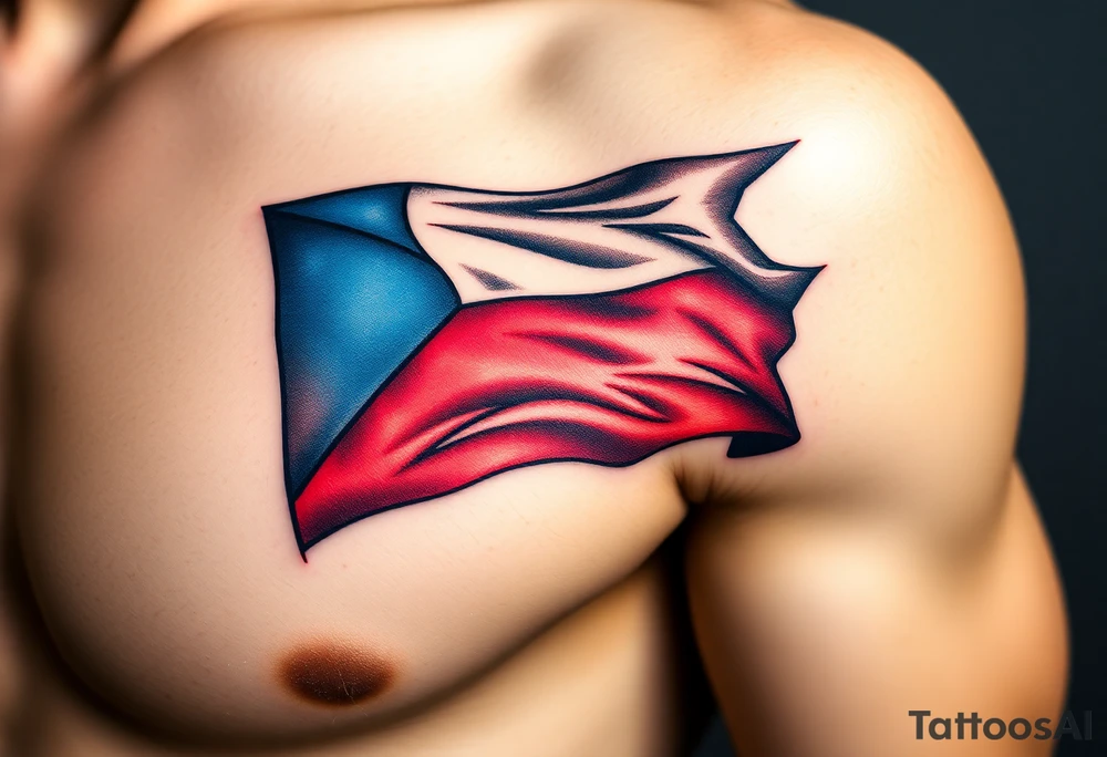 A waving Czech flag with realistic fabric texture tattoo idea