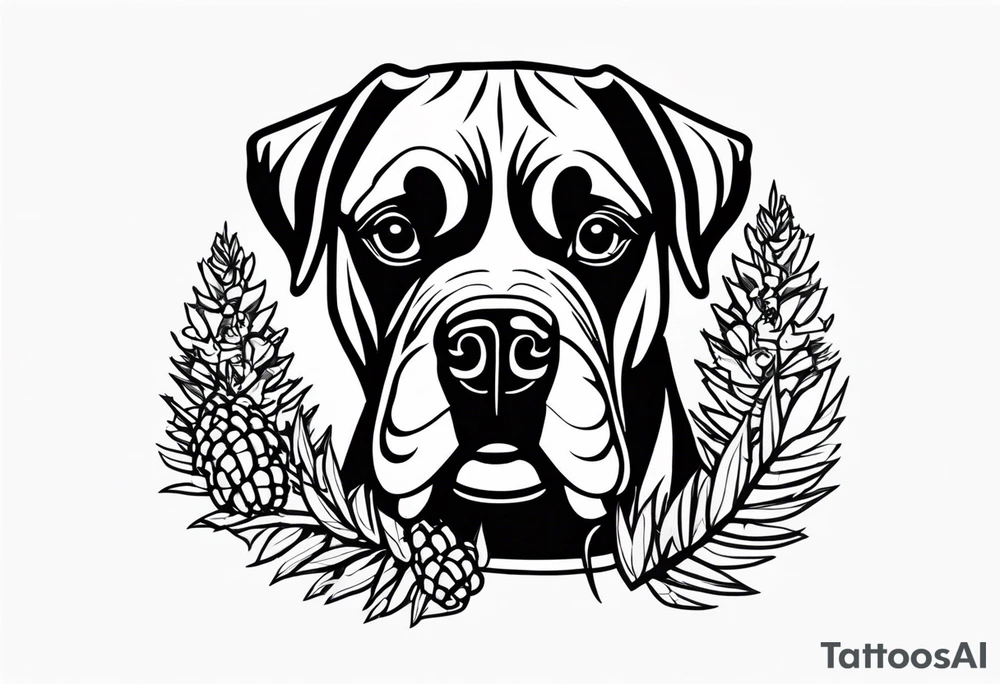 name boxer dog Waylon pinecones tattoo idea