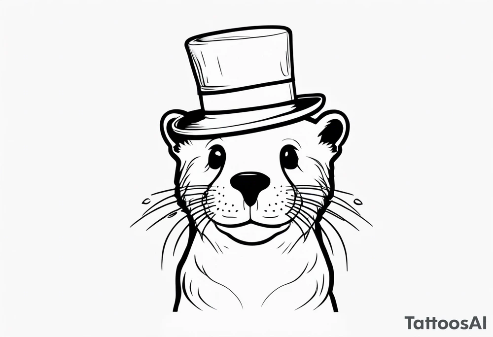 otter with a party hat tattoo idea