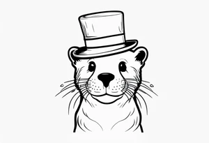 otter with a party hat tattoo idea