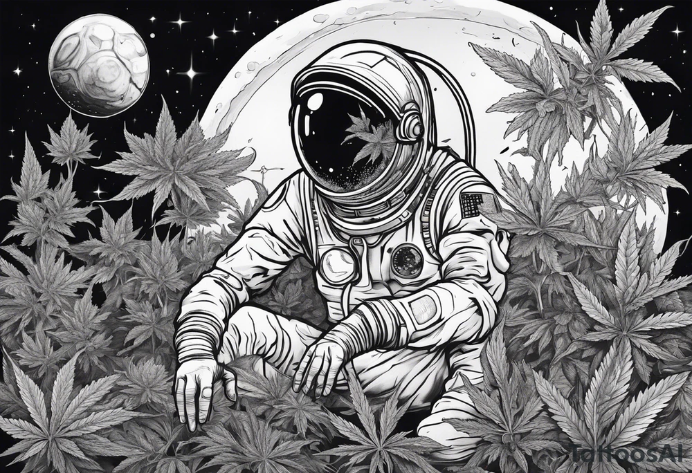 Astronaut tending to his cannabis farm, on Mars. tattoo idea